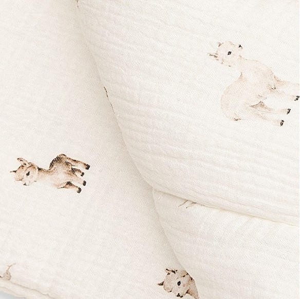 2in1 organic cotton muslin baby horn/bedding - alpacas - MY MEMI