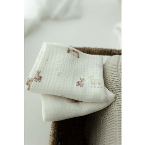 Organic cotton muslin diaper 60x65 - alpacas - MY MEMI