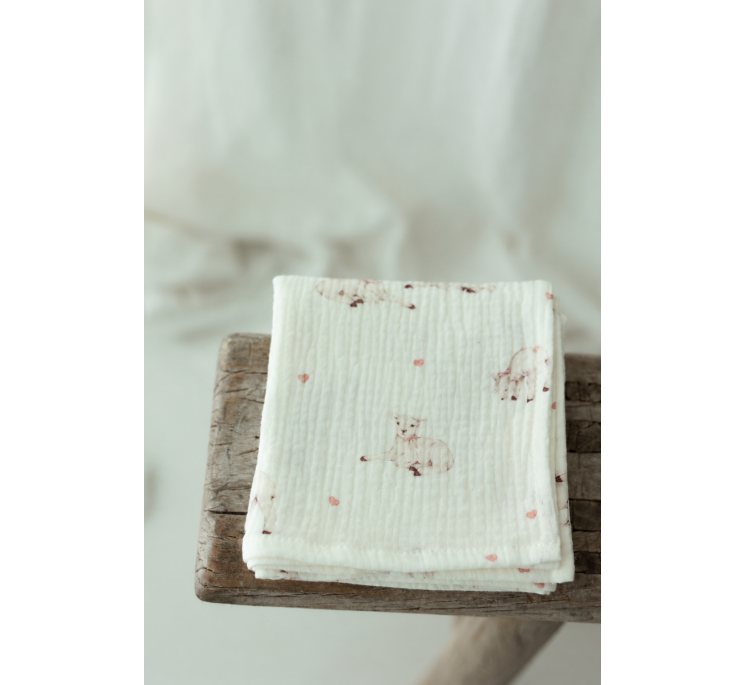 5-pak pieluszek muślinowych z bawełny organicznej 35x35 - little sheeps - MY MEMI