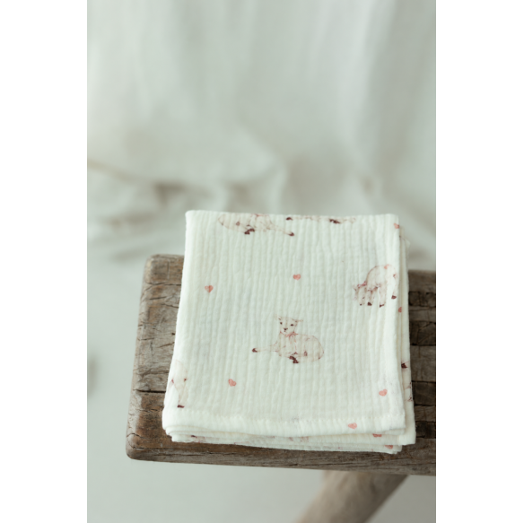 5-pak pieluszek muślinowych z bawełny organicznej 35x35 - little sheeps - MY MEMI