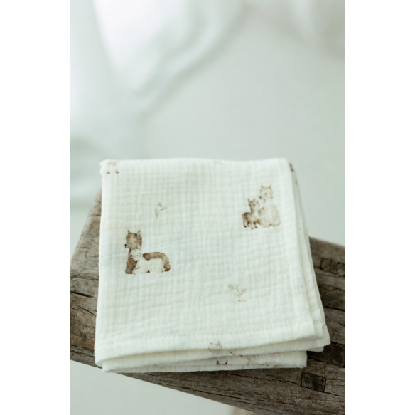 Organic cotton muslin swaddle 100x100 - alpacas - MY MEMI