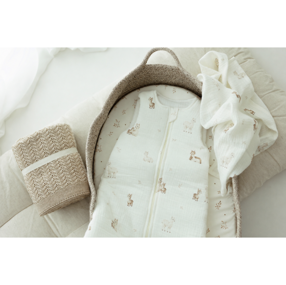 Organic cotton muslin swaddle 100x100 - alpacas - MY MEMI