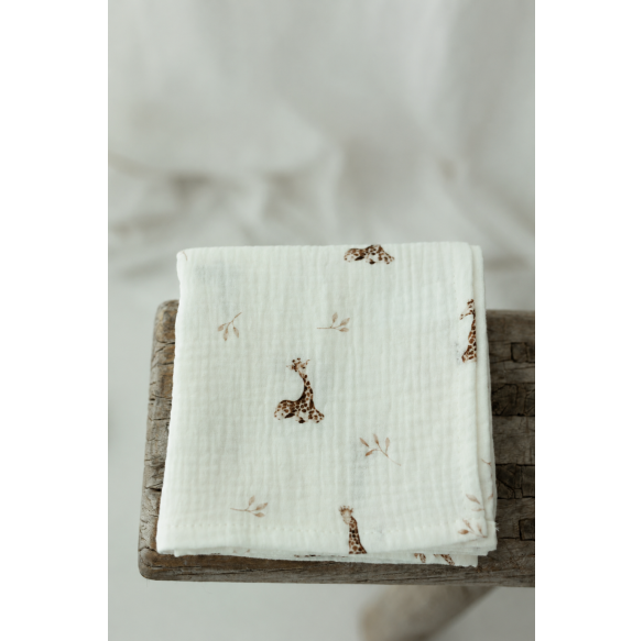 Organic cotton muslin swaddle 100x100 - giraffes - MY MEMI