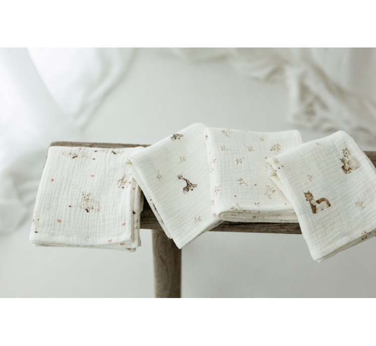 Organic cotton muslin swaddle 100x100 - little sheeps - MY MEMI