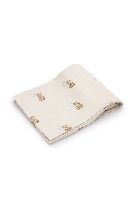 Otulacz muślinowy z bawełny organicznej 100x100 - teddy - MY MEMI
