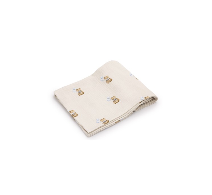 Organic cotton muslin swaddle 100x100 - teddy - MY MEMI