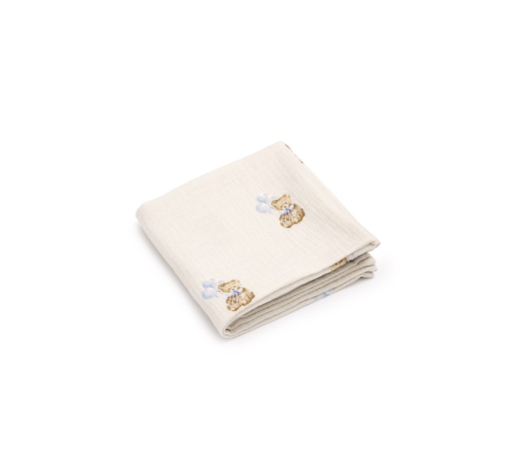 Organic cotton muslin diaper 60x65 - teddy - MY MEMI