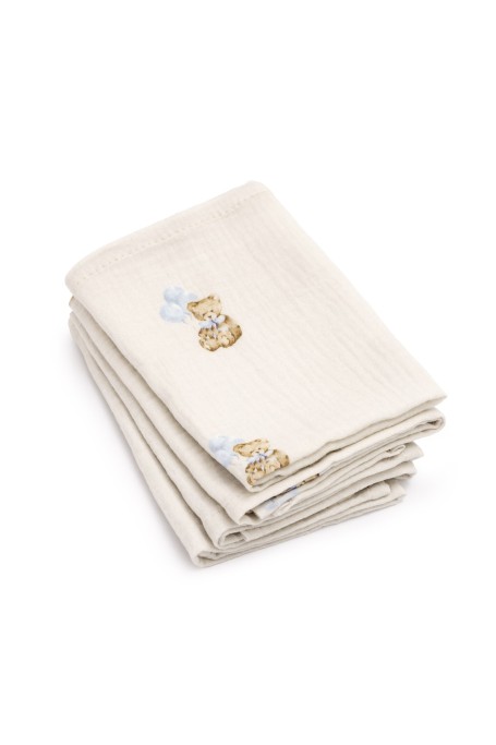 4-pack organic cotton muslin diapers 35x35 - teddy - MY MEMI