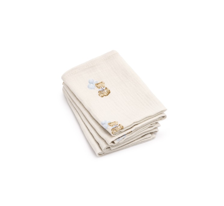 4-pack organic cotton muslin diapers 35x35 - teddy - MY MEMI