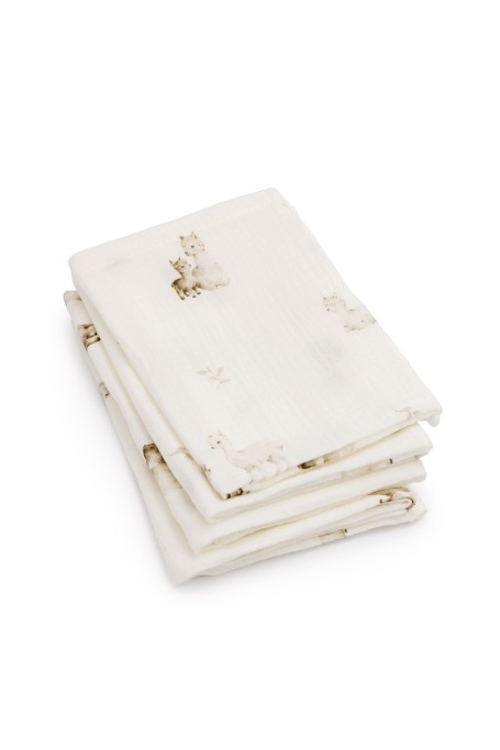 4-pack organic cotton muslin diapers 35x35 - alpacas - MY MEMI