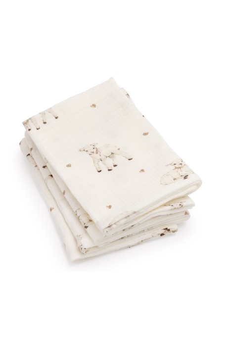 5-pak pieluszek muślinowych z bawełny organicznej 35x35 - little sheeps - MY MEMI