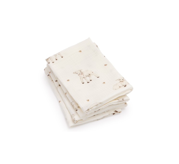 5-pak pieluszek muślinowych z bawełny organicznej 35x35 - little sheeps - MY MEMI