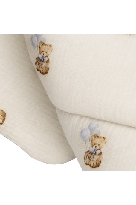 2in1 organic cotton muslin baby horn/bedding - teddy - MY MEMI 2