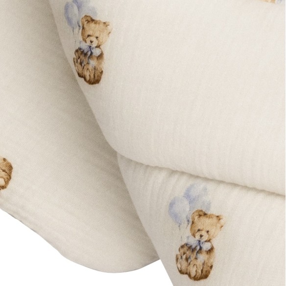 2w1 rożek/kołderka z organicznego muślinu - teddy - MY MEMI