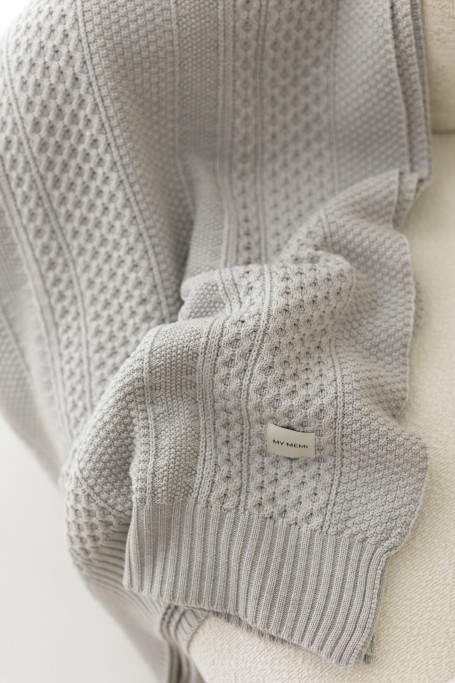 Koc ze 100% wełny merino light grey Vero - premium collection