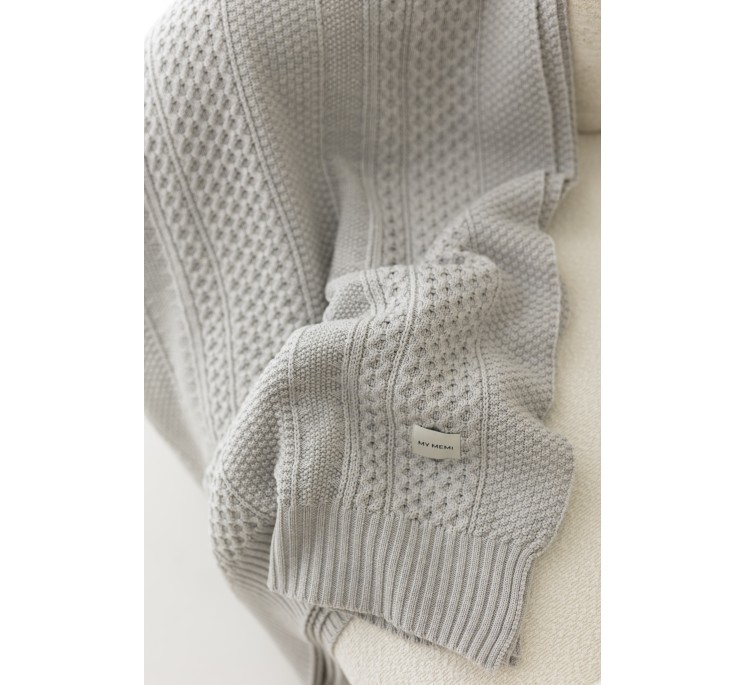 Koc ze 100% wełny merino light grey Vero - premium collection - MY MEMI