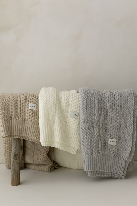 Koc ze 100% wełny merino light grey Vero - premium collection - MY MEMI 2