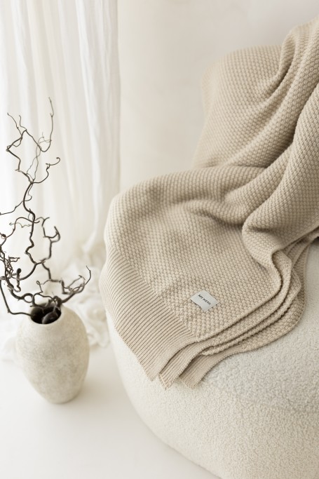 100% Natural Merino Wool Blanket Warm Beige Classic - Premium Collection - MY MEMI