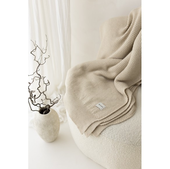 Koc ze 100% wełny merino warm beige Classic - premium collection