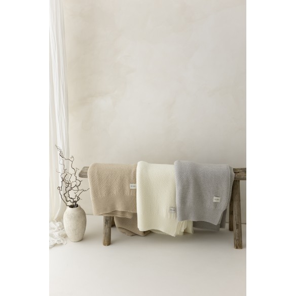 Koc ze 100% wełny merino cream Classic - premium collection