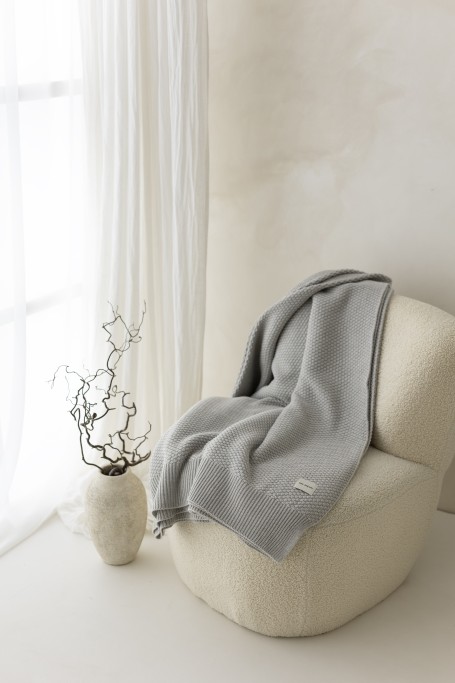 100% Natural Merino Wool Blanket Light Grey Classic - Premium Collection - MY MEMI