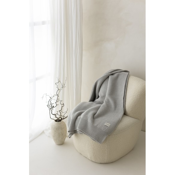 100% Natural Merino Wool Blanket Light Grey Classic - Premium Collection - MY MEMI