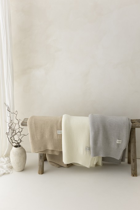 Koc ze 100% wełny merino light grey Classic - premium collection 2