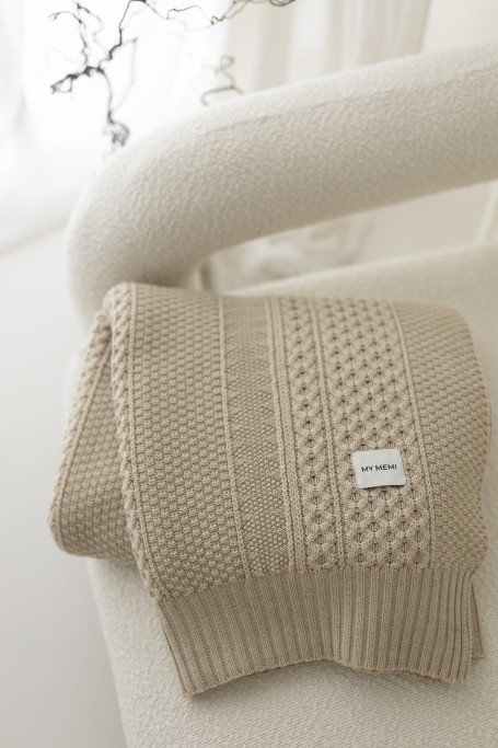 100% Natural Merino Wool Blanket Warm Beige Vero - Premium Collection - MY MEMI