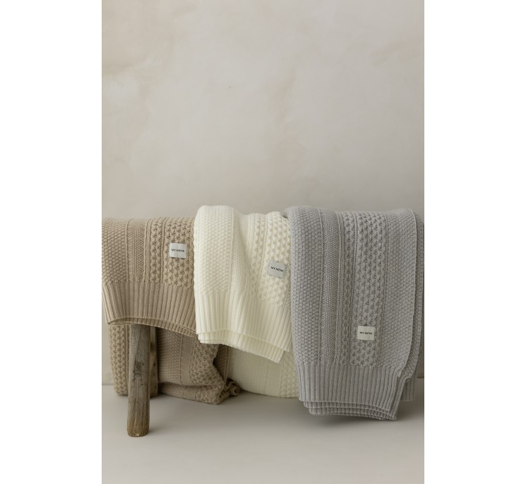 100% Natural Merino Wool Blanket Warm Beige Vero - Premium Collection - MY MEMI
