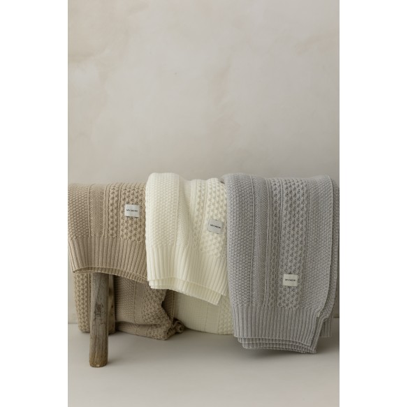 Koc ze 100% wełny merino warm beige Vero - premium collection - MY MEMI