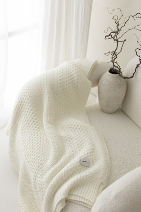 100% Natural Merino Wool Blanket Cream Vero - Premium Collection - MY MEMI