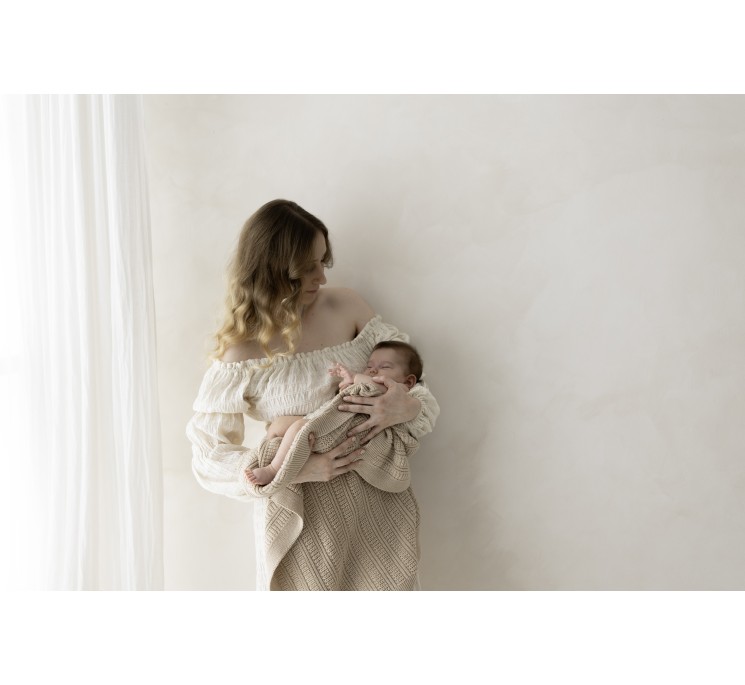 Koc ze 100% wełny merino warm beige Fjord - premium collection