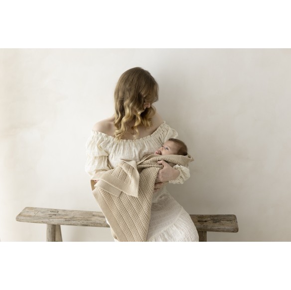 100% Natural Merino Wool Blanket Warm Beige Fjord - Premium Collection - MY MEMI