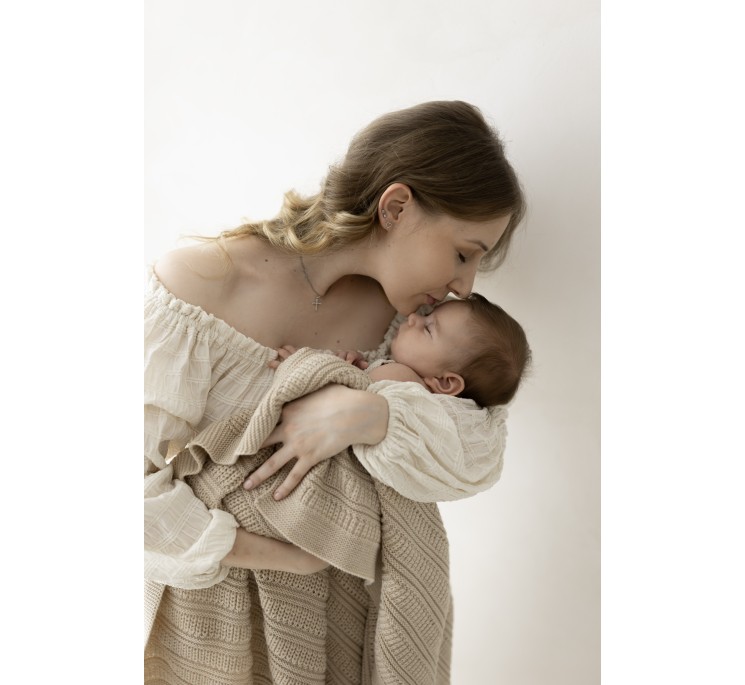 100% Natural Merino Wool Blanket Warm Beige Fjord - Premium Collection - MY MEMI