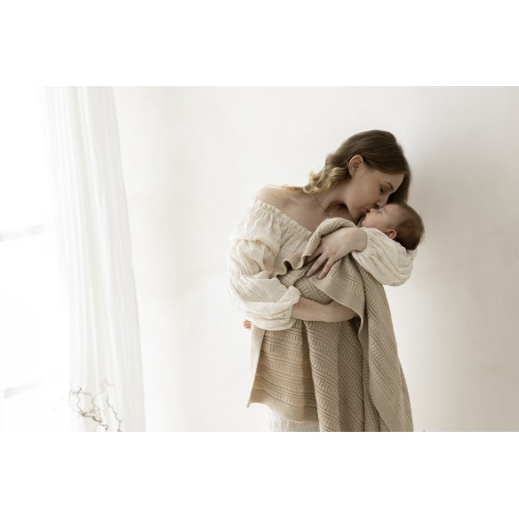 100% Natural Merino Wool Blanket Warm Beige Fjord - Premium Collection - MY MEMI