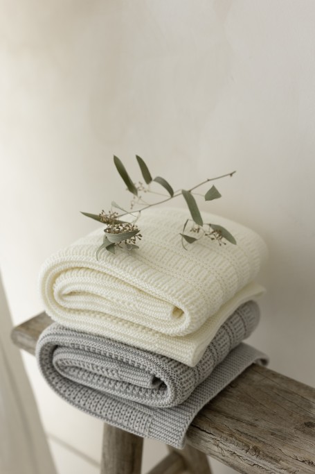 100% Natural Merino Wool Blanket Light Grey Fjord - Premium Collection - MY MEMI 2