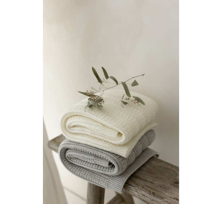 100% Natural Merino Wool Blanket Light Grey Fjord - Premium Collection - MY MEMI