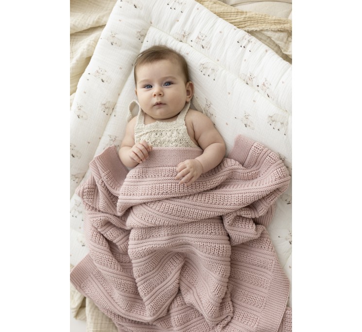 Koc ze 100% wełny merino powder pink Fjord - premium collection - MY MEMI