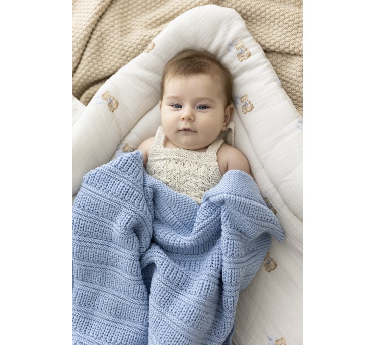 Koc ze 100% wełny merino baby blue Fjord - premium collection