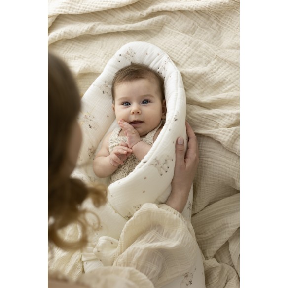 2in1 organic cotton muslin baby horn/bedding - little sheeps - MY MEMI