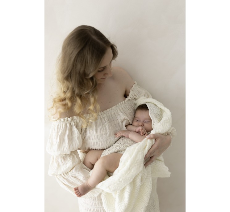 Kocyk ze 100% wełny merino cream (śmietankowy)  Pearl - premium collection - MY MEMI
