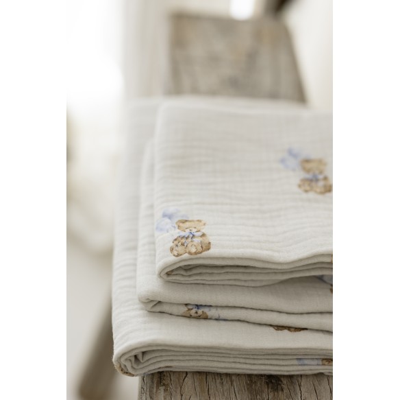 4-pack organic cotton muslin diapers 35x35 - teddy - MY MEMI