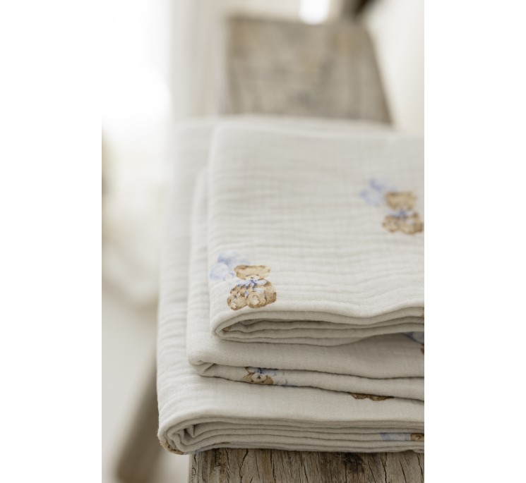 Organic cotton muslin diaper 60x65 - teddy - MY MEMI
