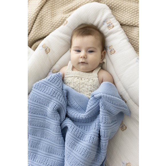 2in1 organic cotton muslin baby horn/bedding - teddy - MY MEMI