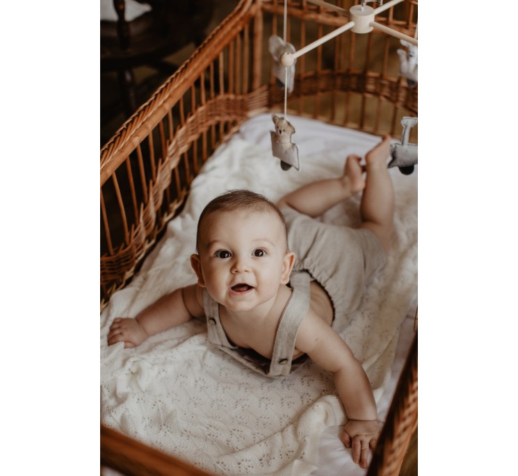 Ażurowy kocyk bambusowy 80x100 cream