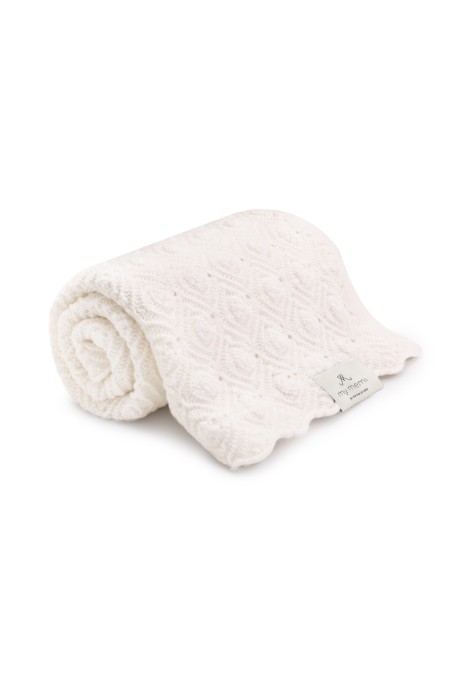 Kocyk ze 100% wełny merino cream Pearl - premium collection