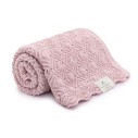 Kocyk ze 100% wełny merino powder pink Pearl - premium collection