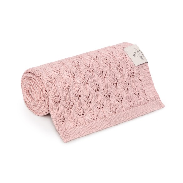 Ażurowy kocyk bambusowy 80x100 powder pink