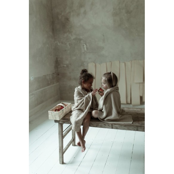 Kocyk ze 100% wełny merino warm beige Pearl - premium collection