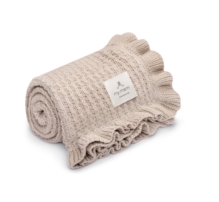 Kocyk bambusowy z falbanką 85x105 light beige